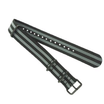 Sort-Grå-Sort Natourrem med sort spænder i bredderne 18-24 mm.